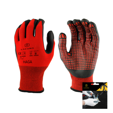 HAGA nitrile coated glove red