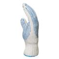 Woven glove with blue PVC dots, size 9