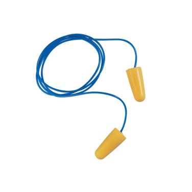 Polyurethane ear plugs with cord