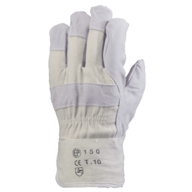 Leather docker glove, grey, size 10
