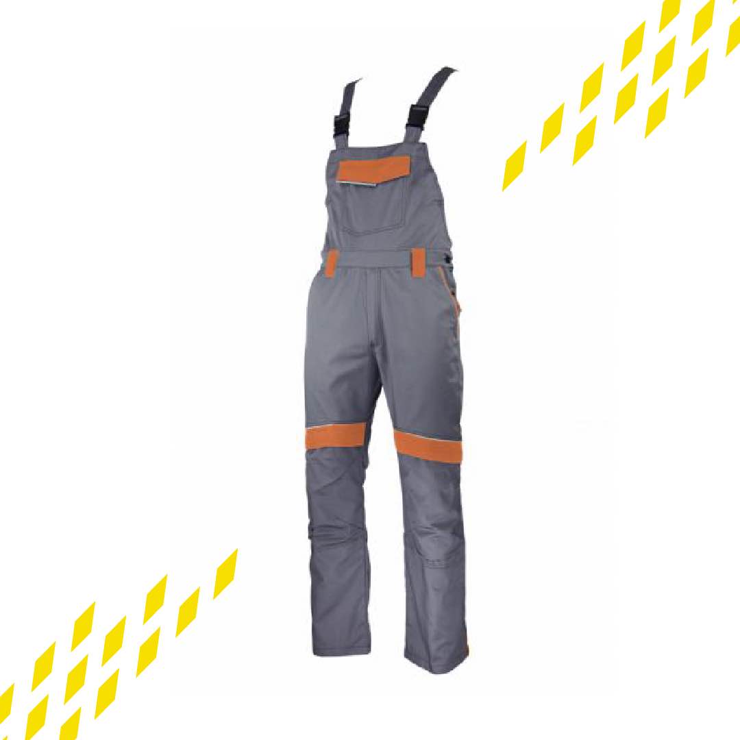 Work farmer pants in gray color with suspenders