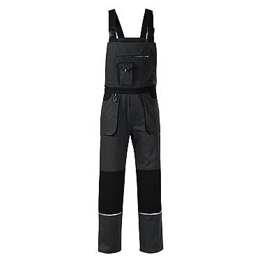 Delovne farmer hlače z naramnicami Rimeck WOODY, siva/modra