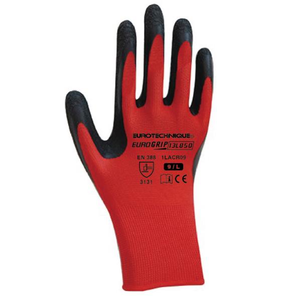 Latex coated glove, red