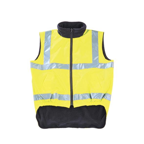 Reflective protective sleeveless jacket, Hi-Vis yellow