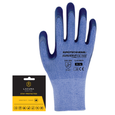 Latex coated glove, blue, 1/1