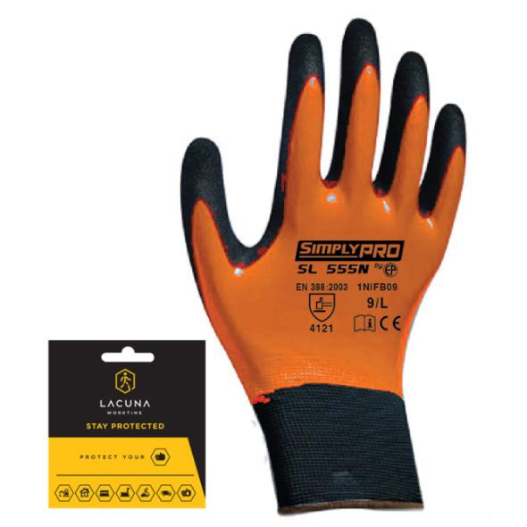 Nitrile coated glove, orange, 1/1
