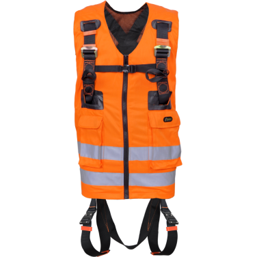 Safety harness with high visibility waistcoat