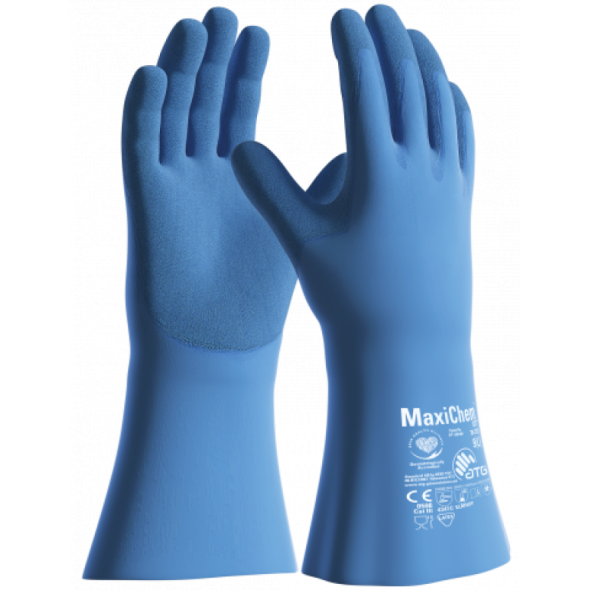 Dolge lateks rokavice ATG MaxiChem Cut modre 35 cm, 12/1
