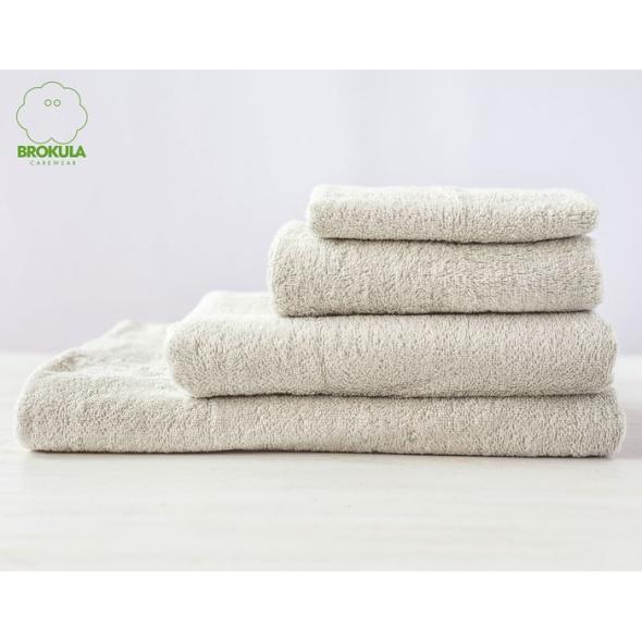 Towel, light grey, 70x140